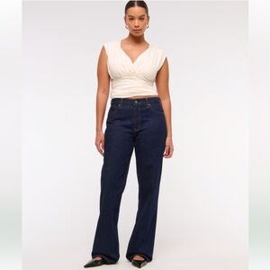 Abercrombie & Fitch Curve Love Low Rise Baggy Jean, Dark Wash, Size 32, 31” IS